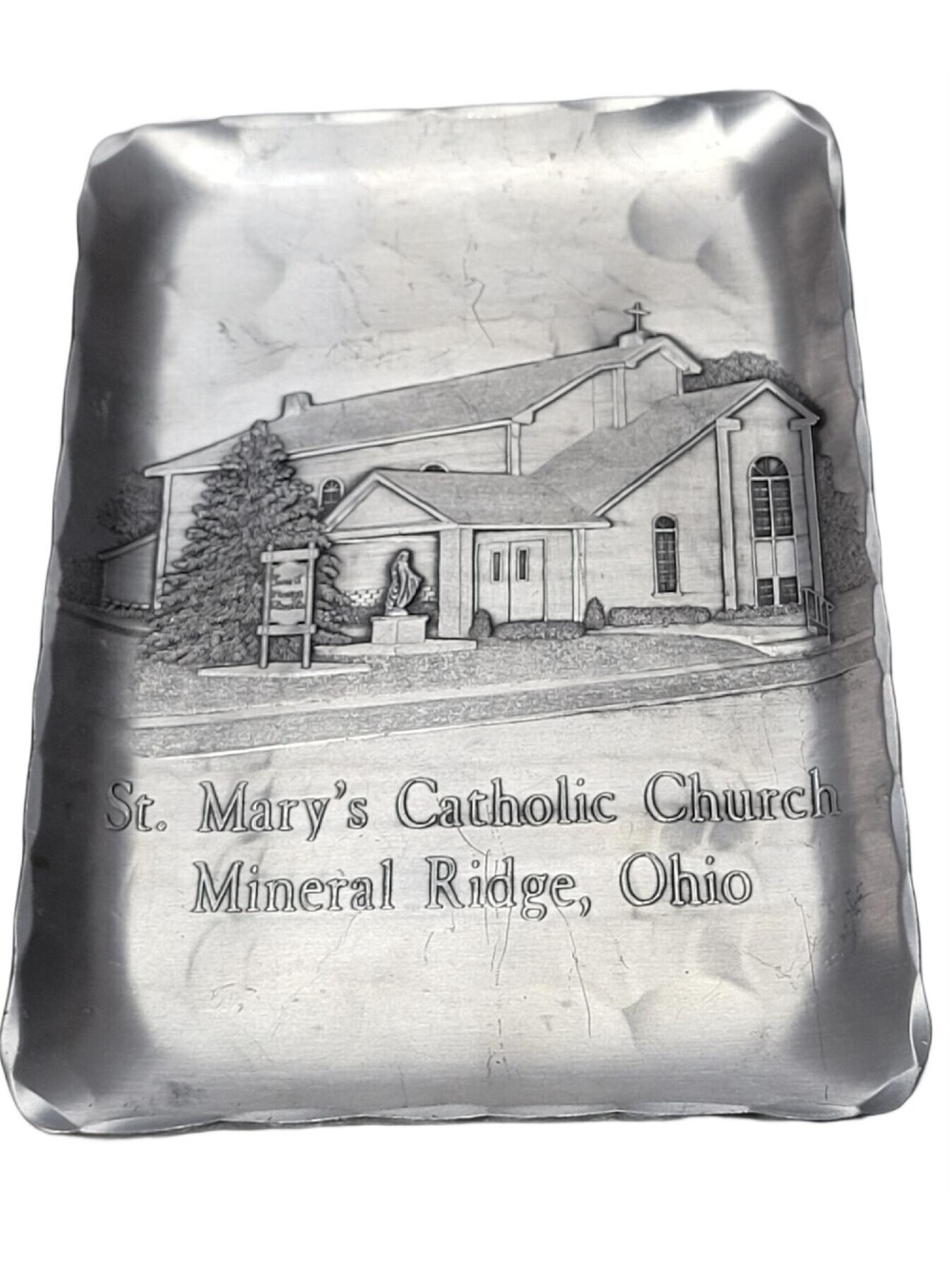 Wendell August Hammered Aluminum Platter St. Mary's Catholic Church Ohio